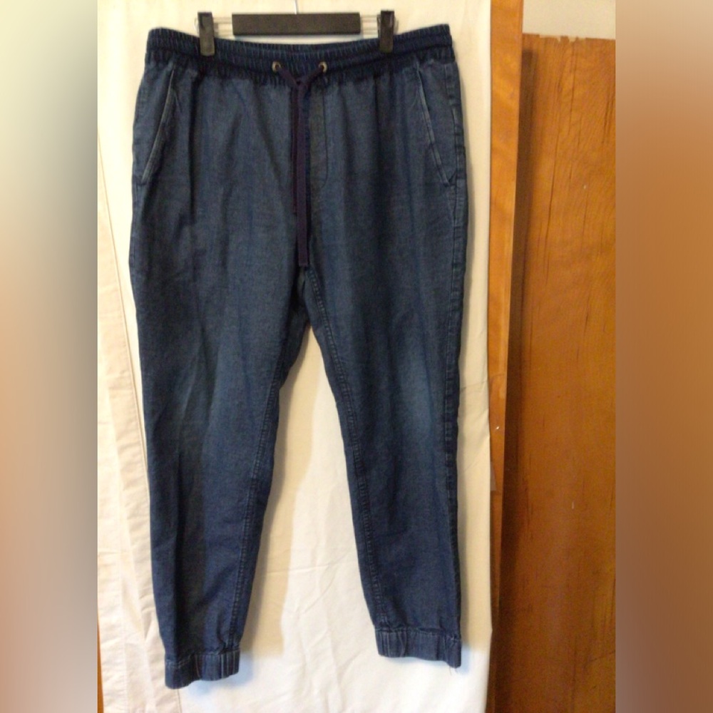 J.Crew Denim Jogger Pants With Draw String Tie Sz… - image 3